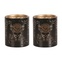 Aroma Black & Gold Highland Cow 2 Tealight & Votive Holder Set Extra Image 1 Preview